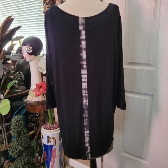 Logo Lori Goldstein Top Plus Size 1X 1XL Black White Gray Checks Checkered QVC - Picture 6 of 9